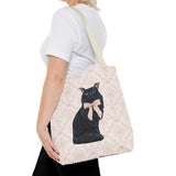 Black Cat With Bow Tote Bag