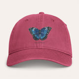 Blue Butterfly Washed Cotton Cap