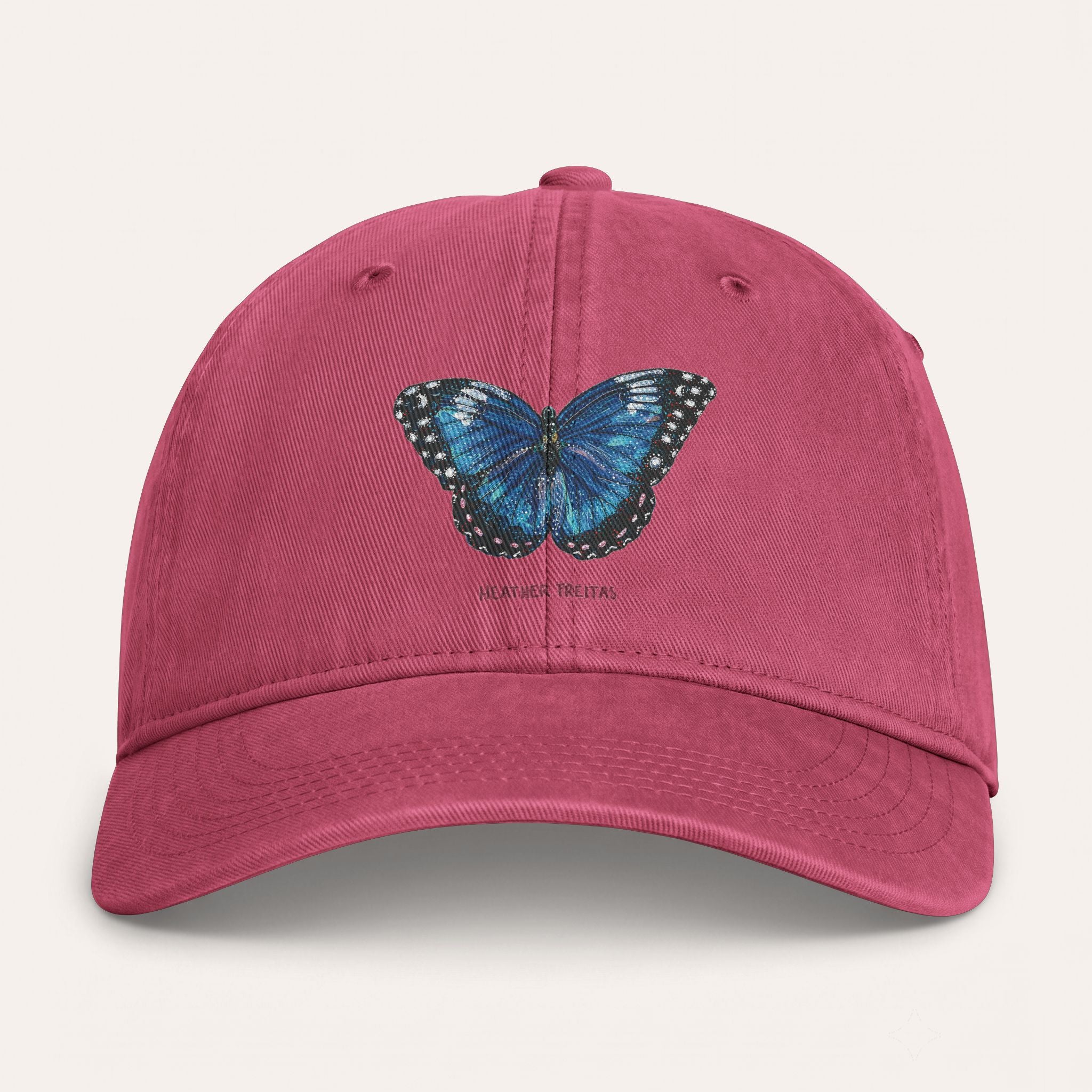 Blue Butterfly Washed Cotton Cap