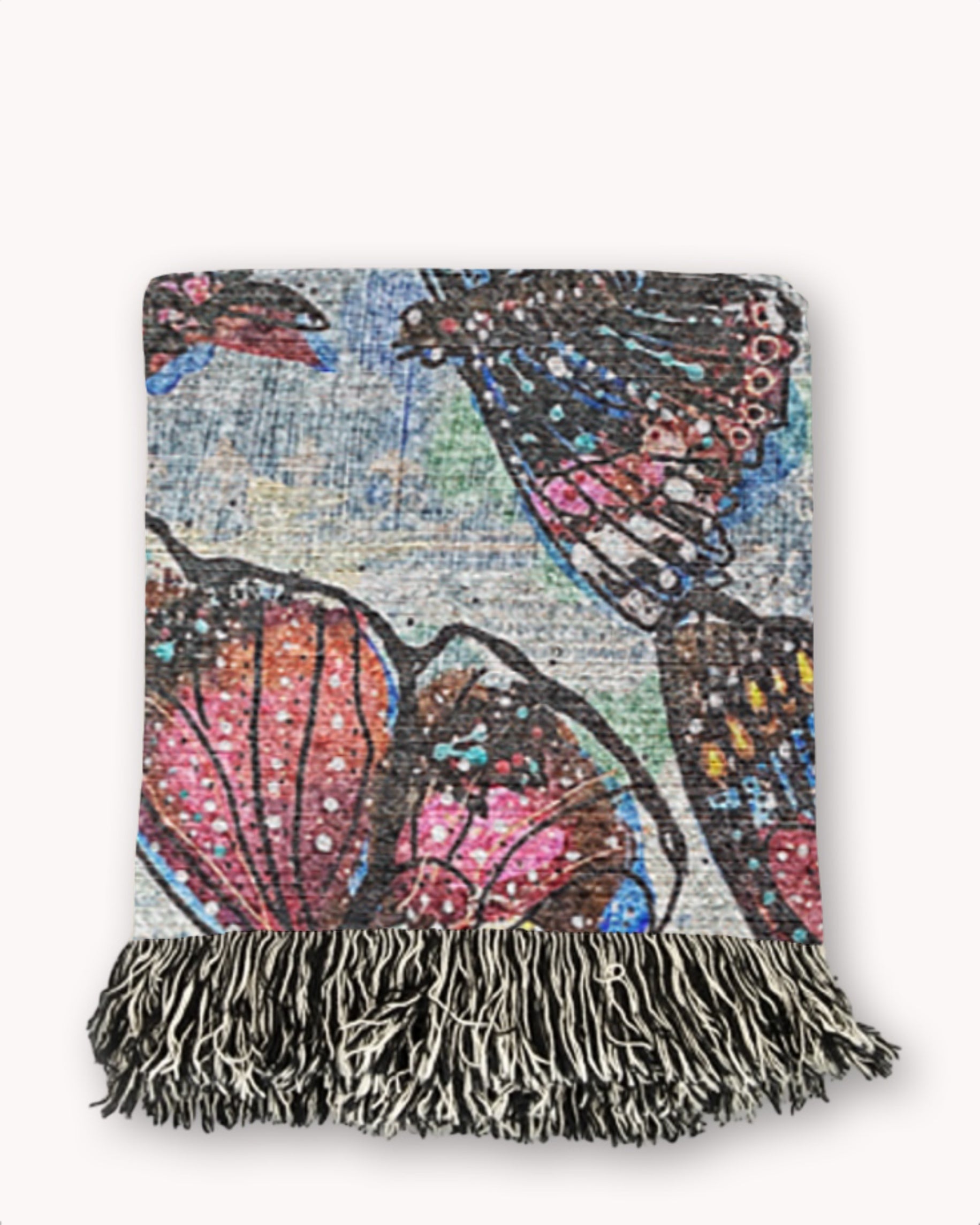 Red Butterflies Woven Blanket
