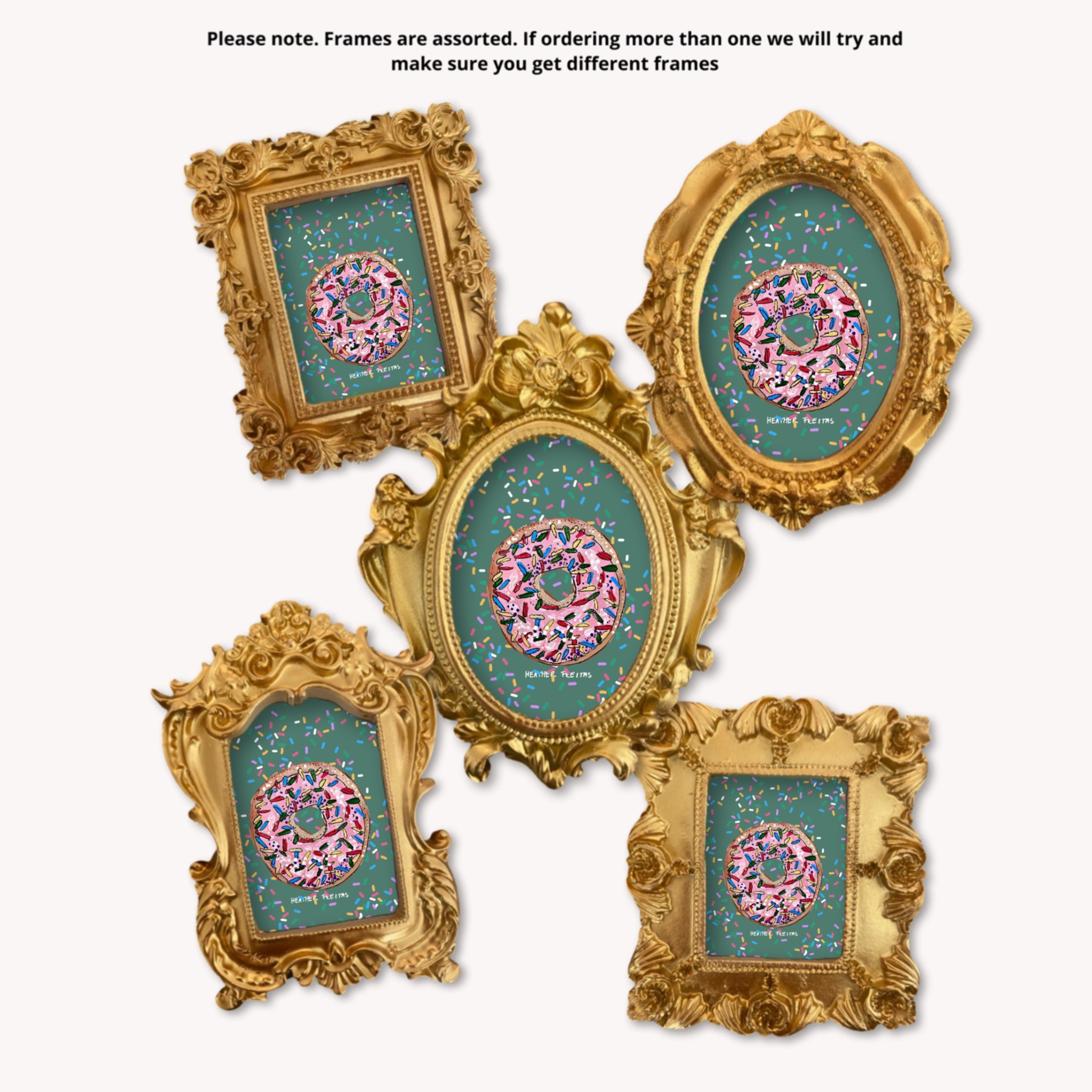 Pink Sprinkle Donut Framed Small Magnet