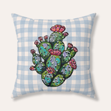 Prickly Pear Cactus Velveteen Throw Pillow