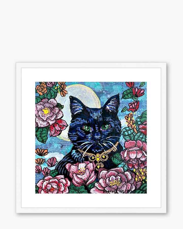 Royal Black Cat Bouquet Framed & Mounted Print