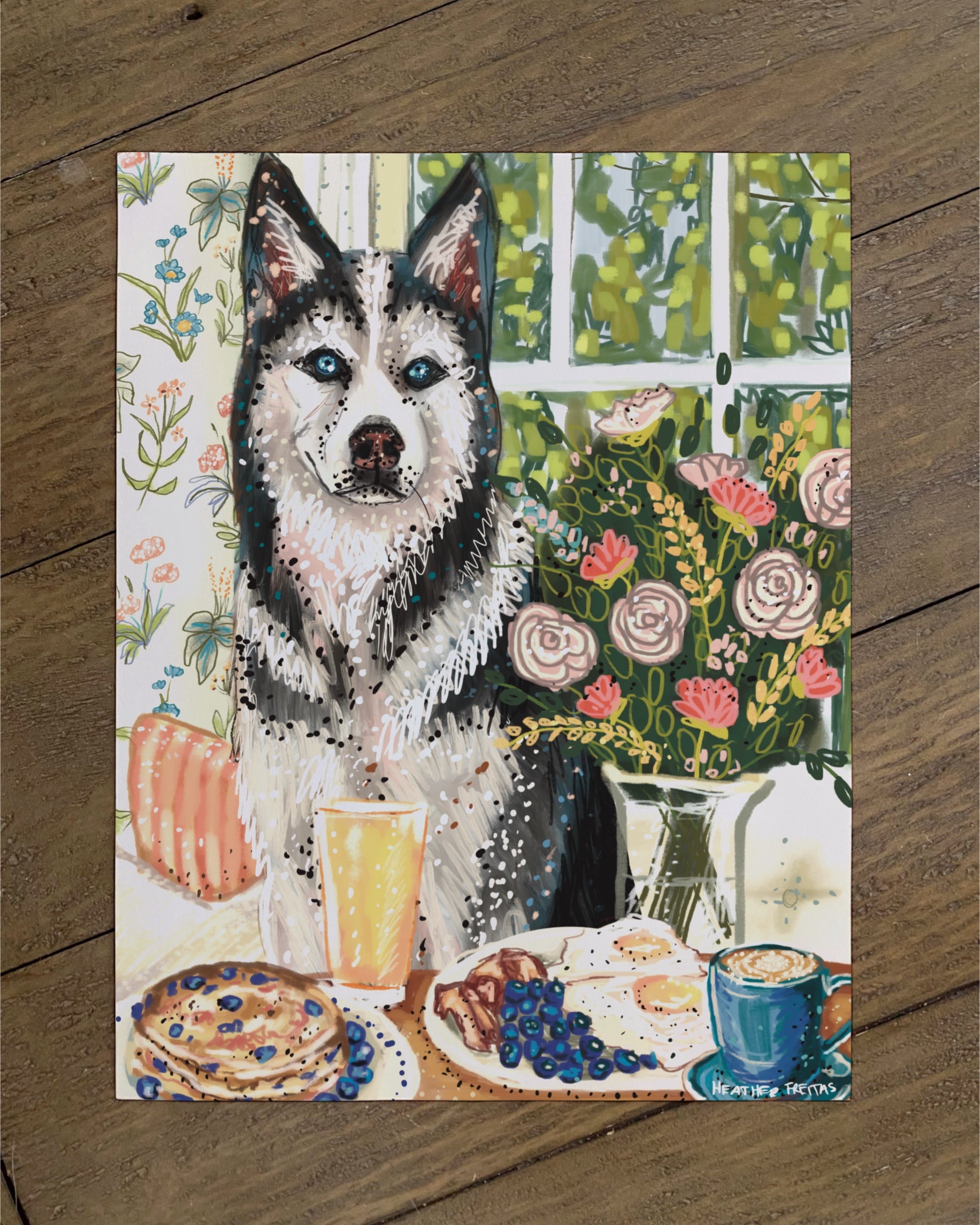 Husky - Build Your Own Dining Dog Paper Print