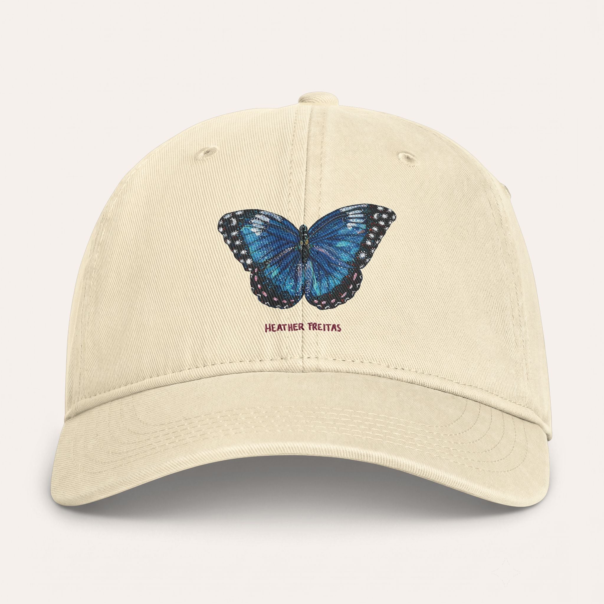 Blue Butterfly Washed Cotton Cap