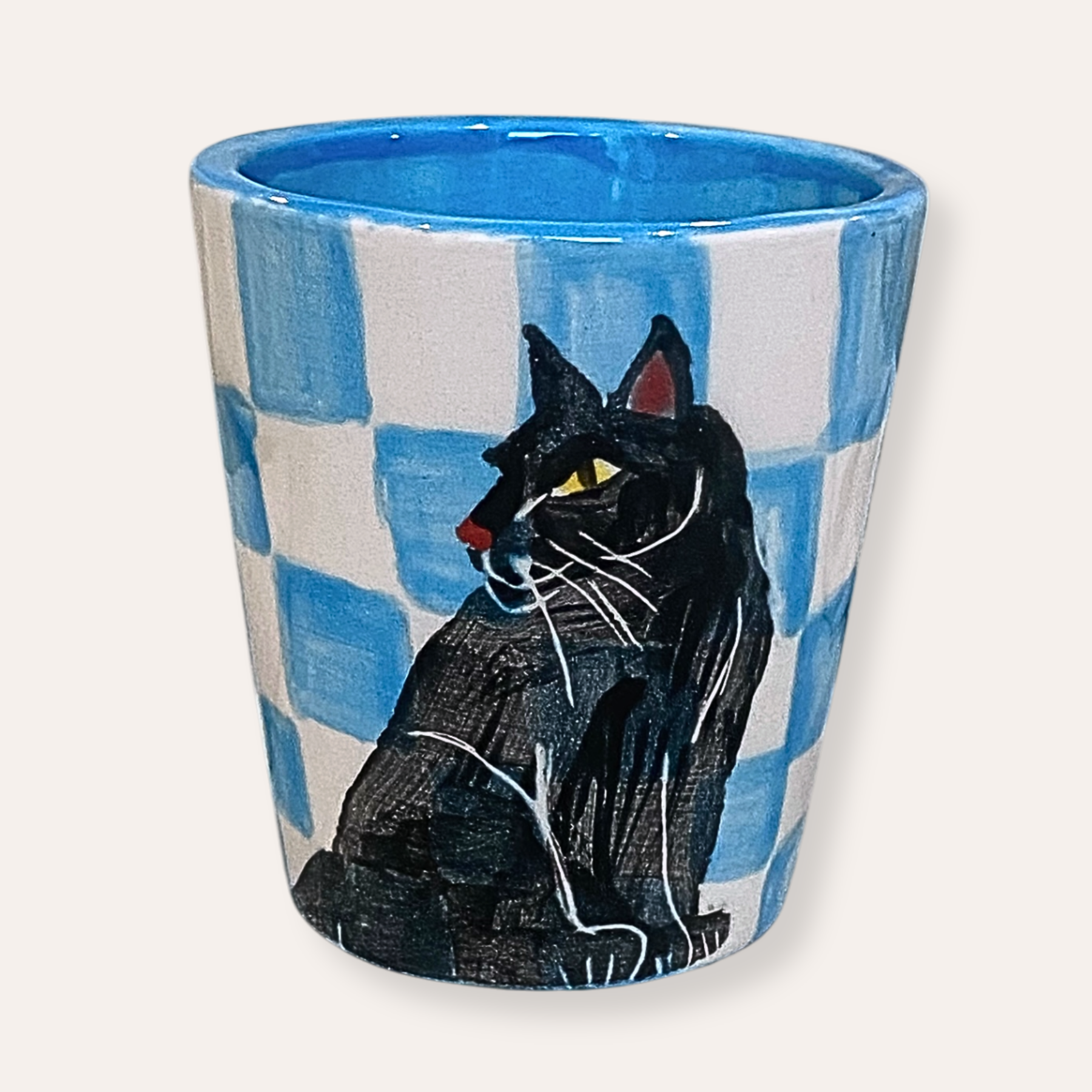 Black Cat Hand Painted Ceramic Shot Glass