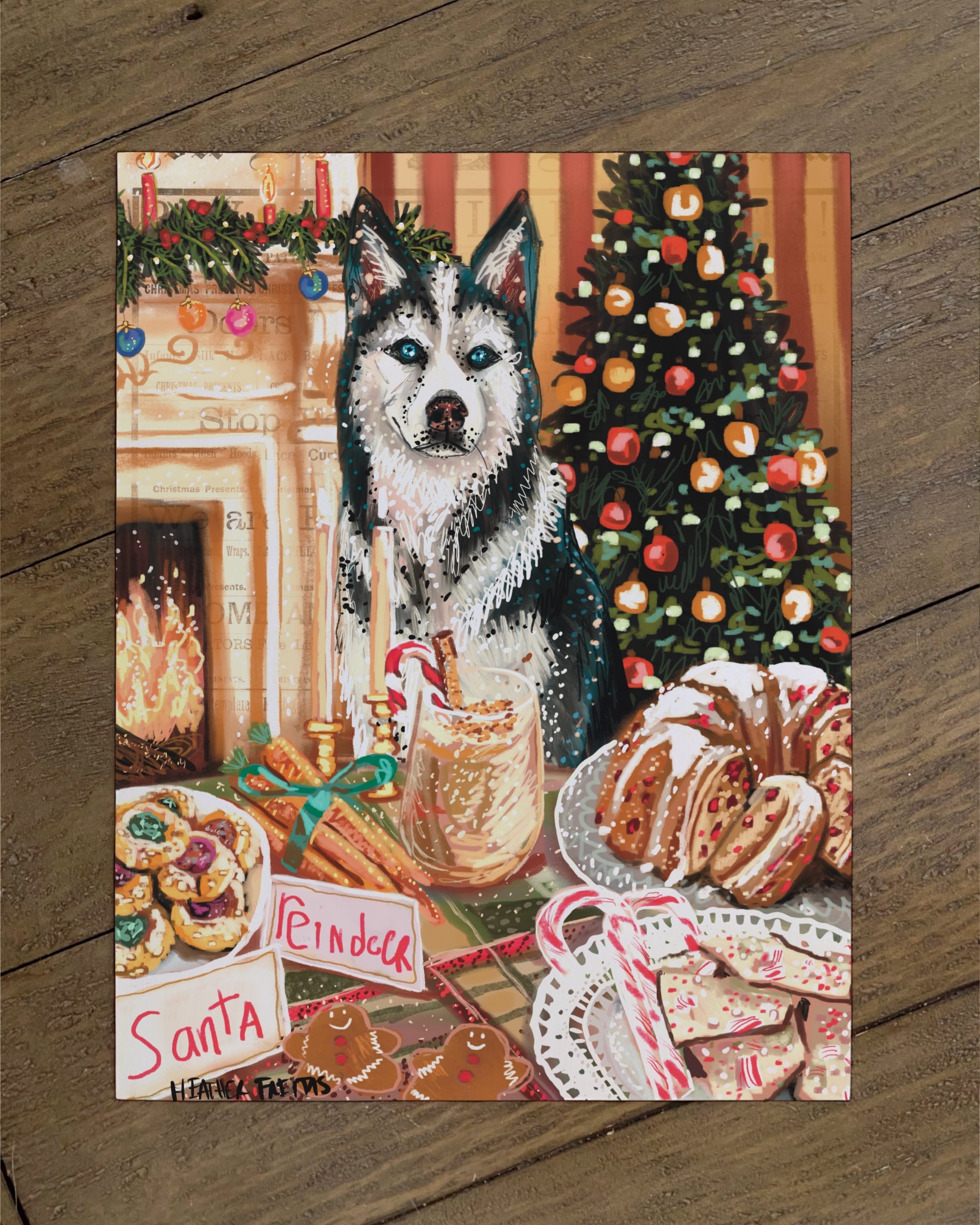 Husky - Build Your Own Dining Dog Paper Print