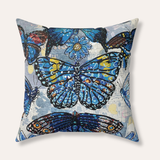 Butterfly Blue Velveteen Throw Pillow
