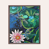 Dragonfly Lily Framed Fine Art Canvas Print