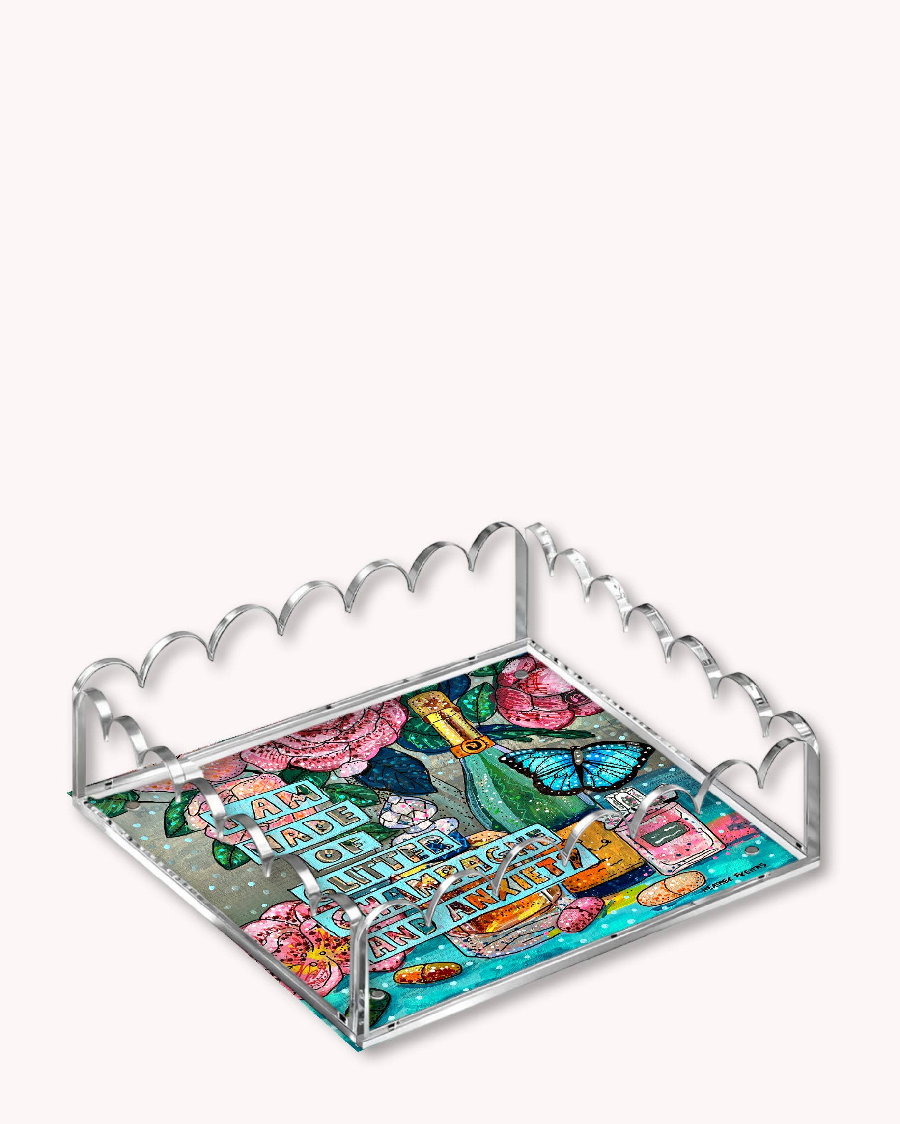 Glitter, Champagne & Anxiety Acrylic Tray