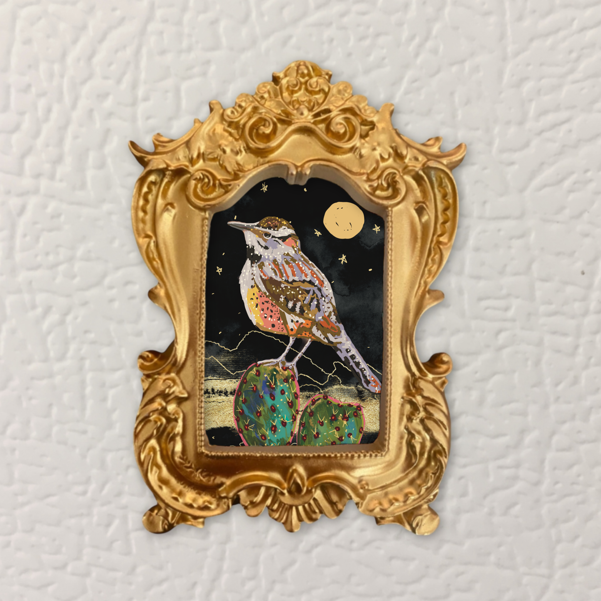Cactus Wren Framed Small Magnet
