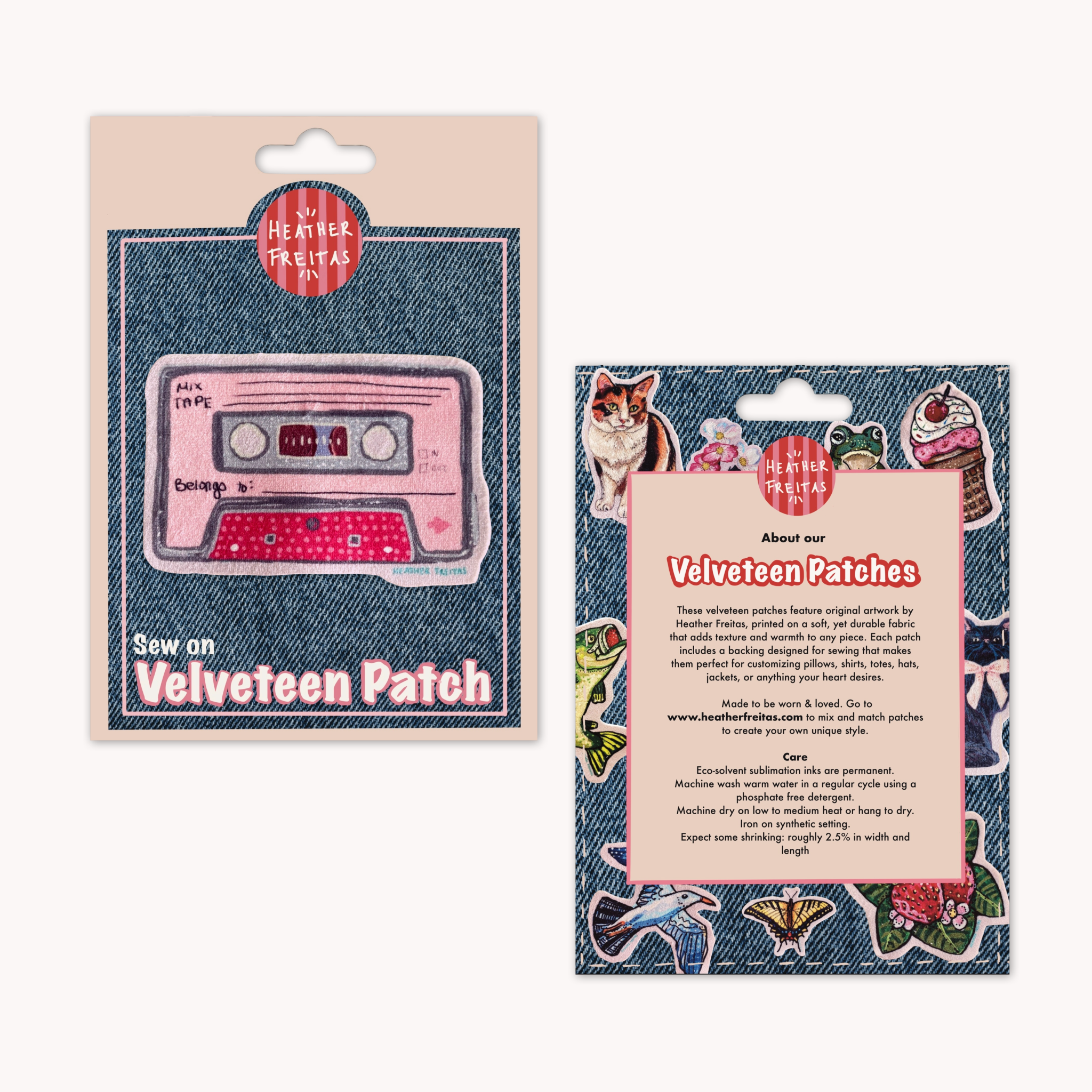Pink Mixtape - Sew On Velveteen Patch
