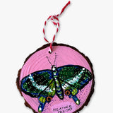 Pink Bliss & Green Glow Butterfly - Hand Painted Ornament