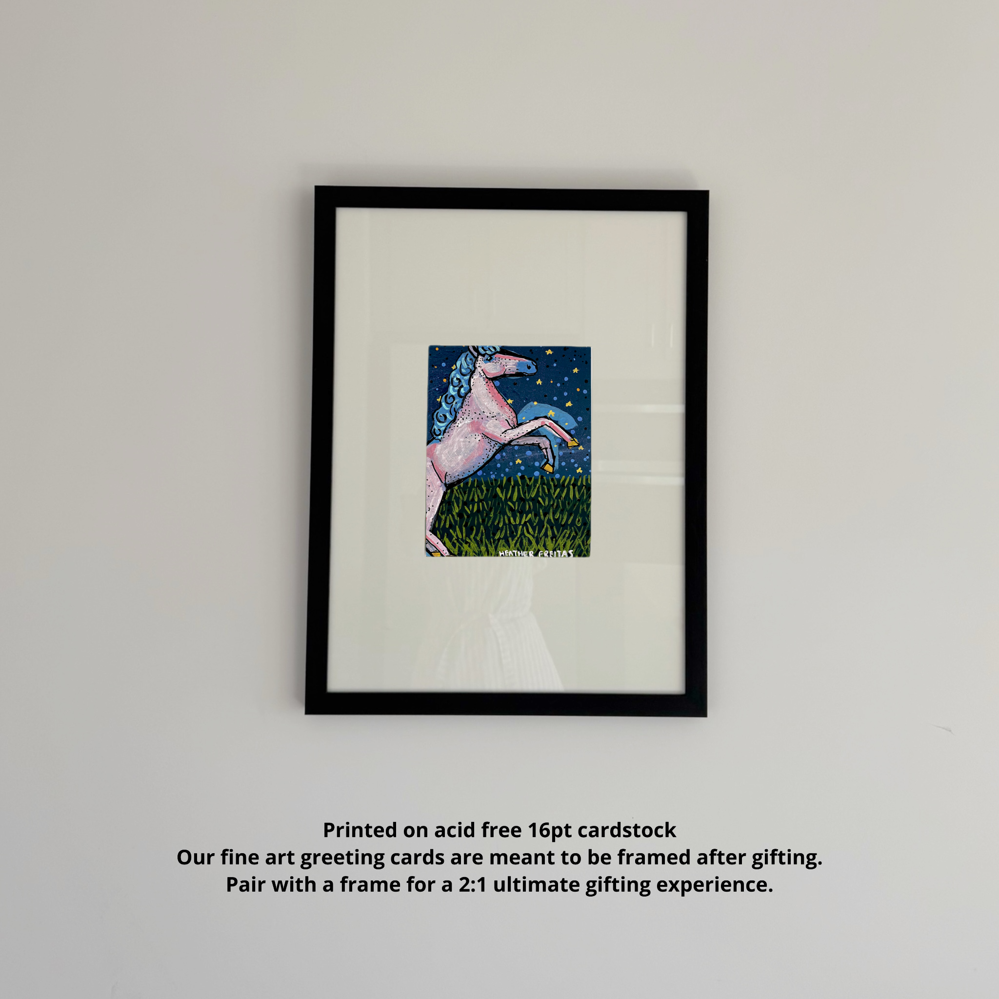 Pink Unicorn Starry Night Fine Art Greeting Card