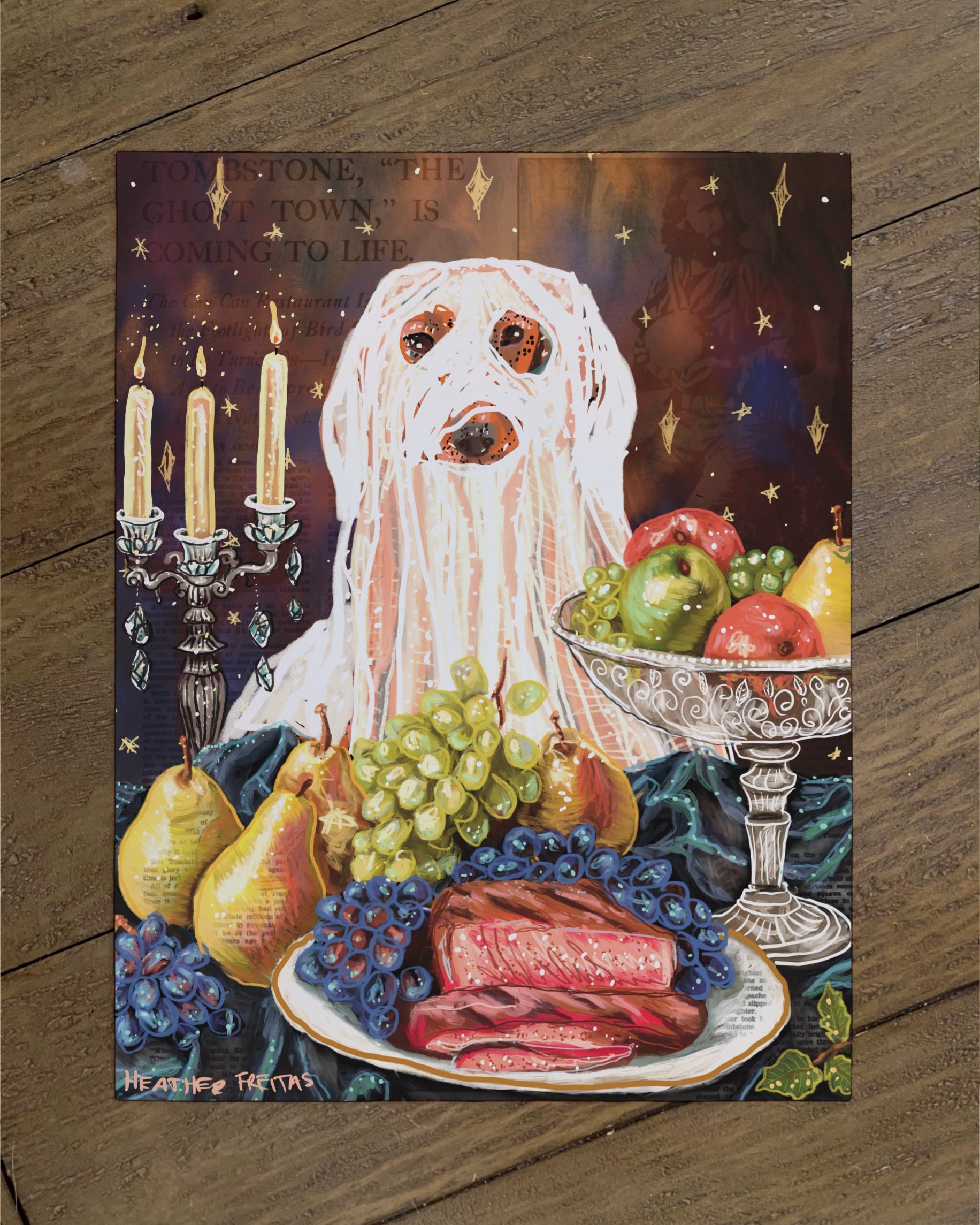 Build Your Own Dining Dog Art Print - Dachshund
