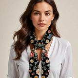 Moody Vintage Floral Silk Charmeuse Scarf