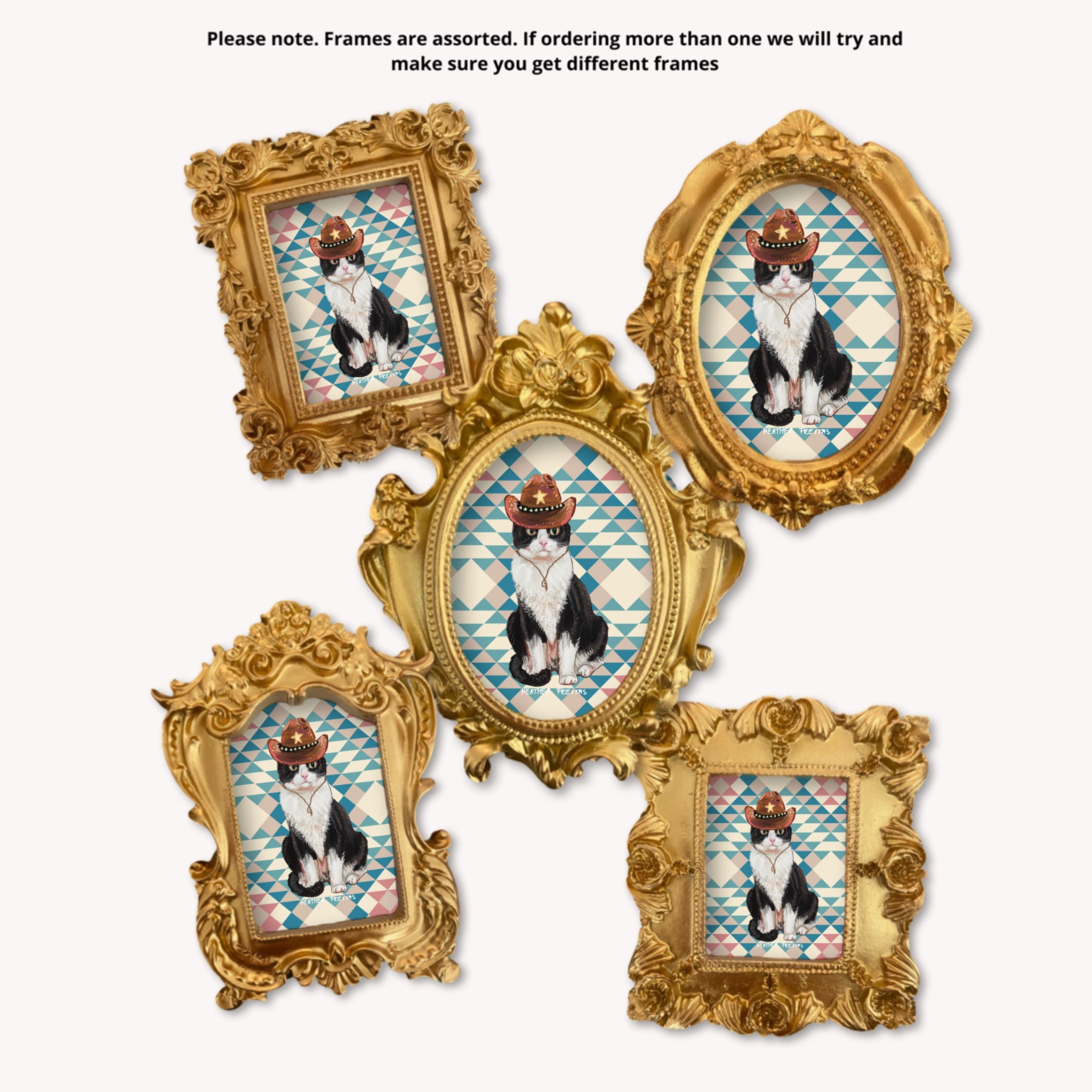 Cowboy Cat Framed Small Magnet