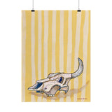 Yellow Stripe Cow Skull Art Print