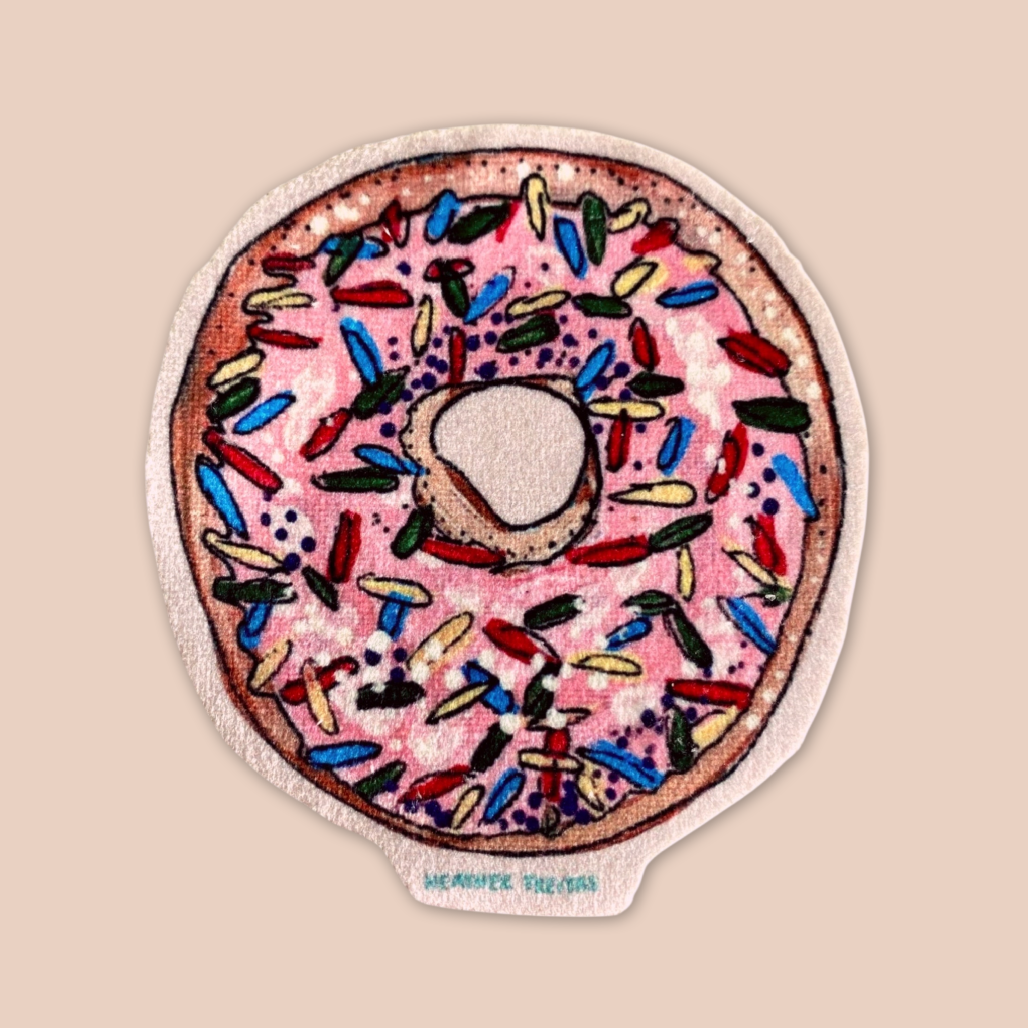 Pink Sprinkle Donut - Sew On Velveteen Patch