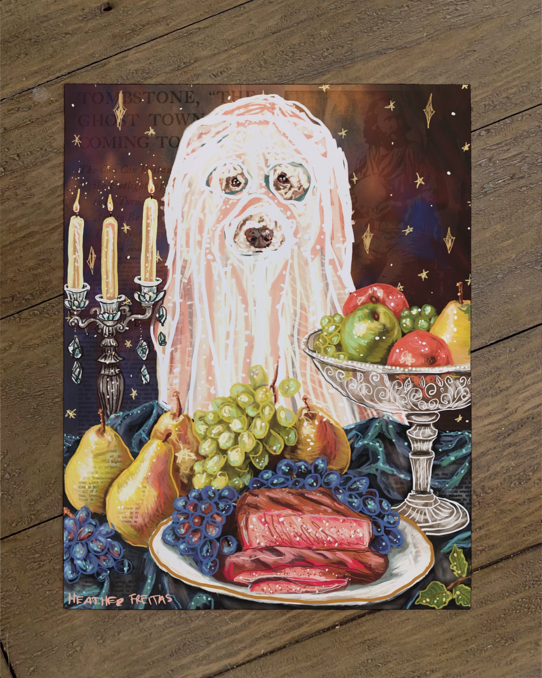 Standard Poodle - Build Your Own Dining Dog Paper Print