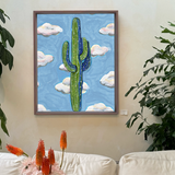 Saguaro Clouds Framed Fine Art Canvas Print