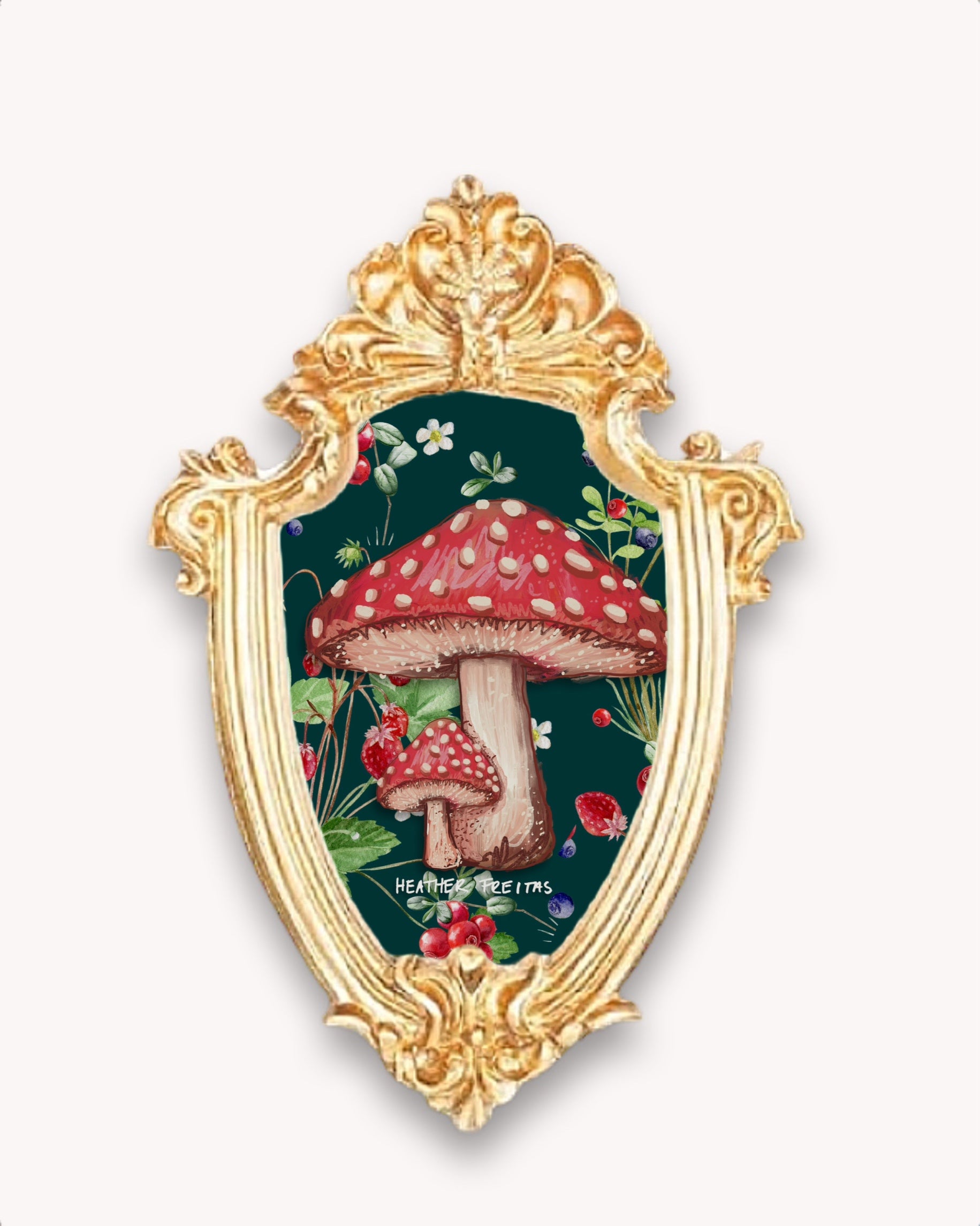Mushrooms Framed Magnet ( Small )