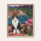 Cowboy Cats Framed Fine Art Canvas Print