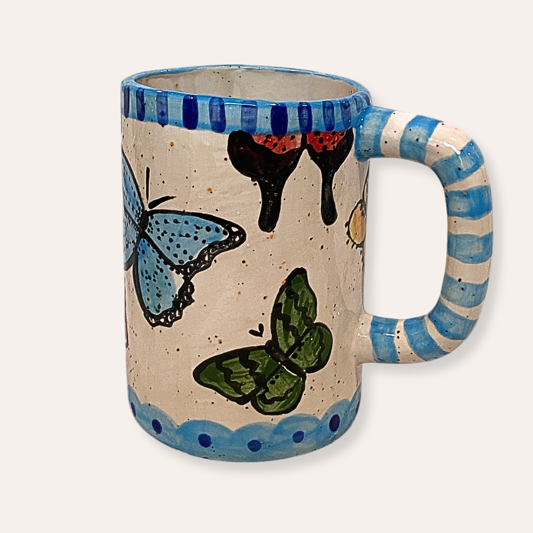 Butterflies Hand Painted 16oz Ceramic Coffee Mug
