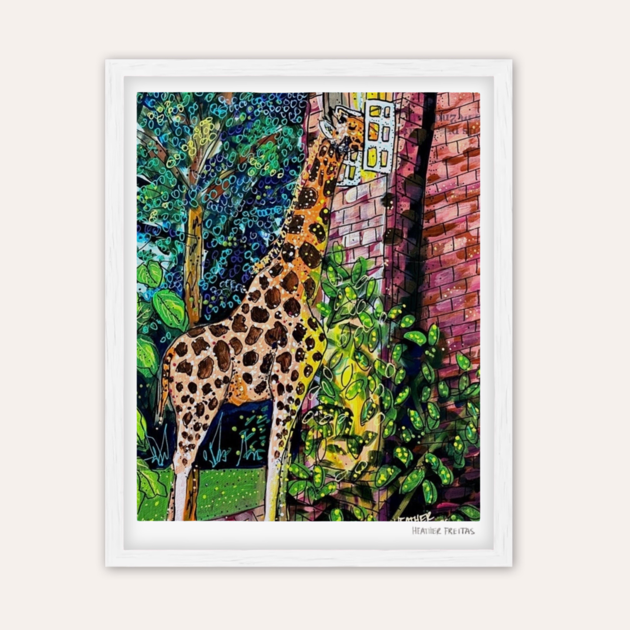 Twilight Snack Giraffe Fine Art Print