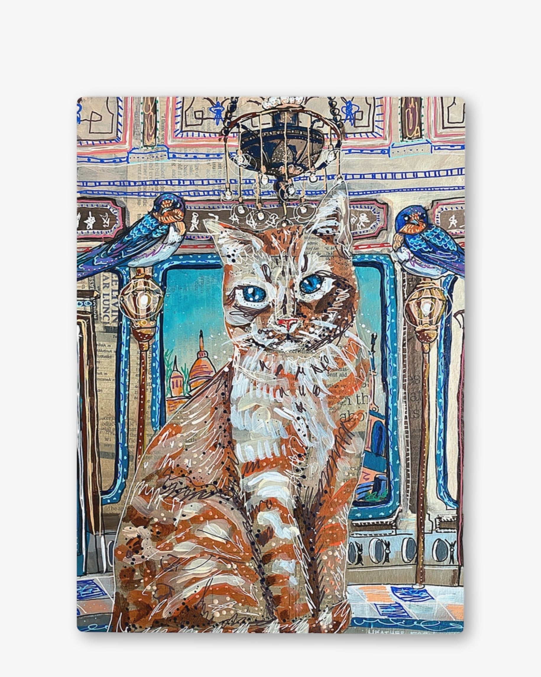 Royal Tabby Cat Chinchilla Glass Chopping Board Trivet