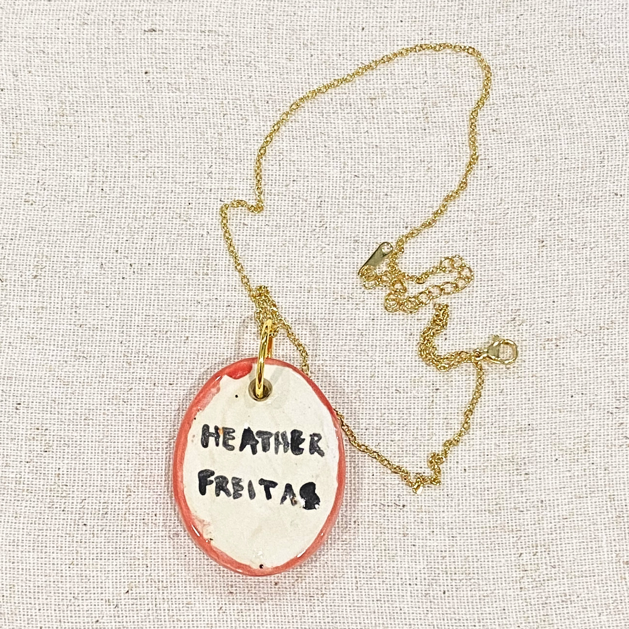 Calico Cat Hand Painted Ceramic Necklace