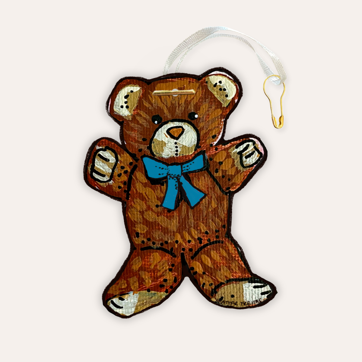 Teddy Bear With Blue Ribbon Gift Tag