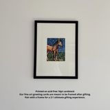 Brown Horse Starry Night Fine Art Greeting Card