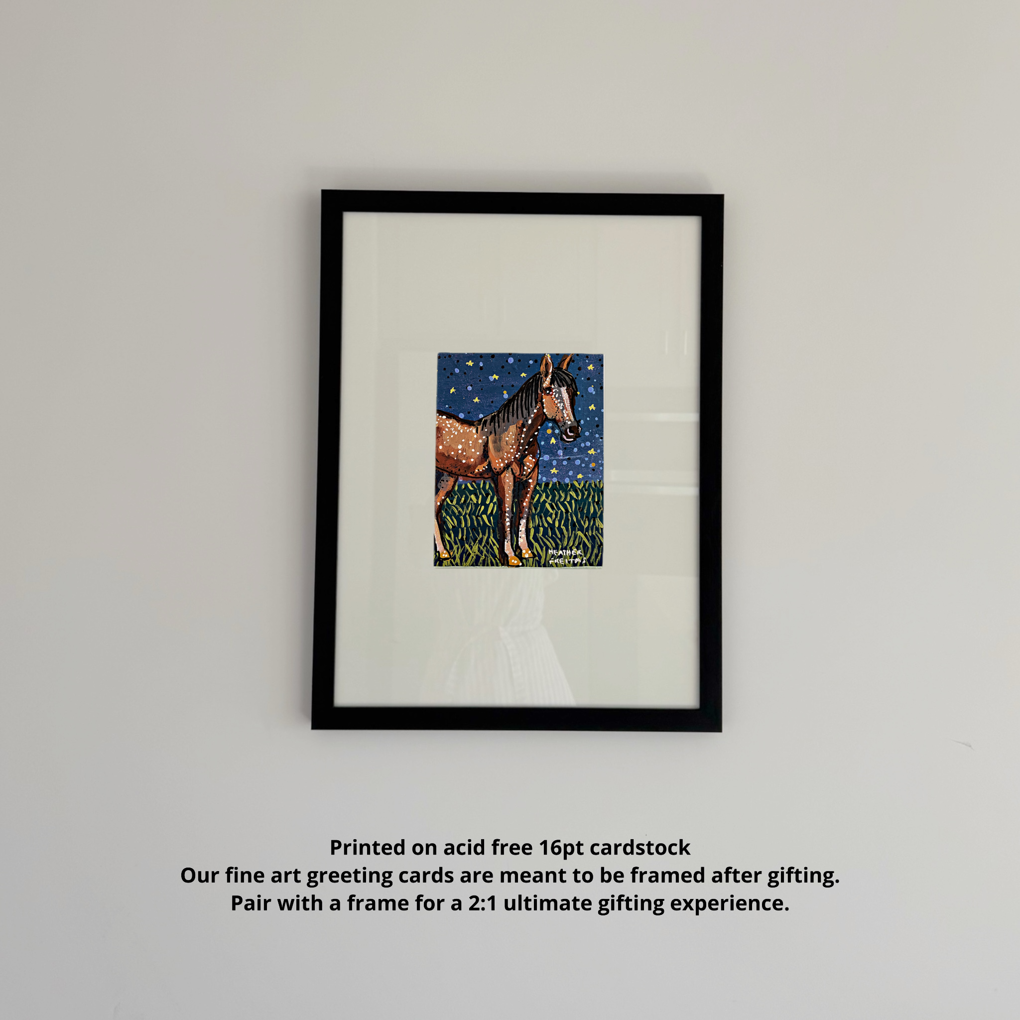 Brown Horse Starry Night Fine Art Greeting Card