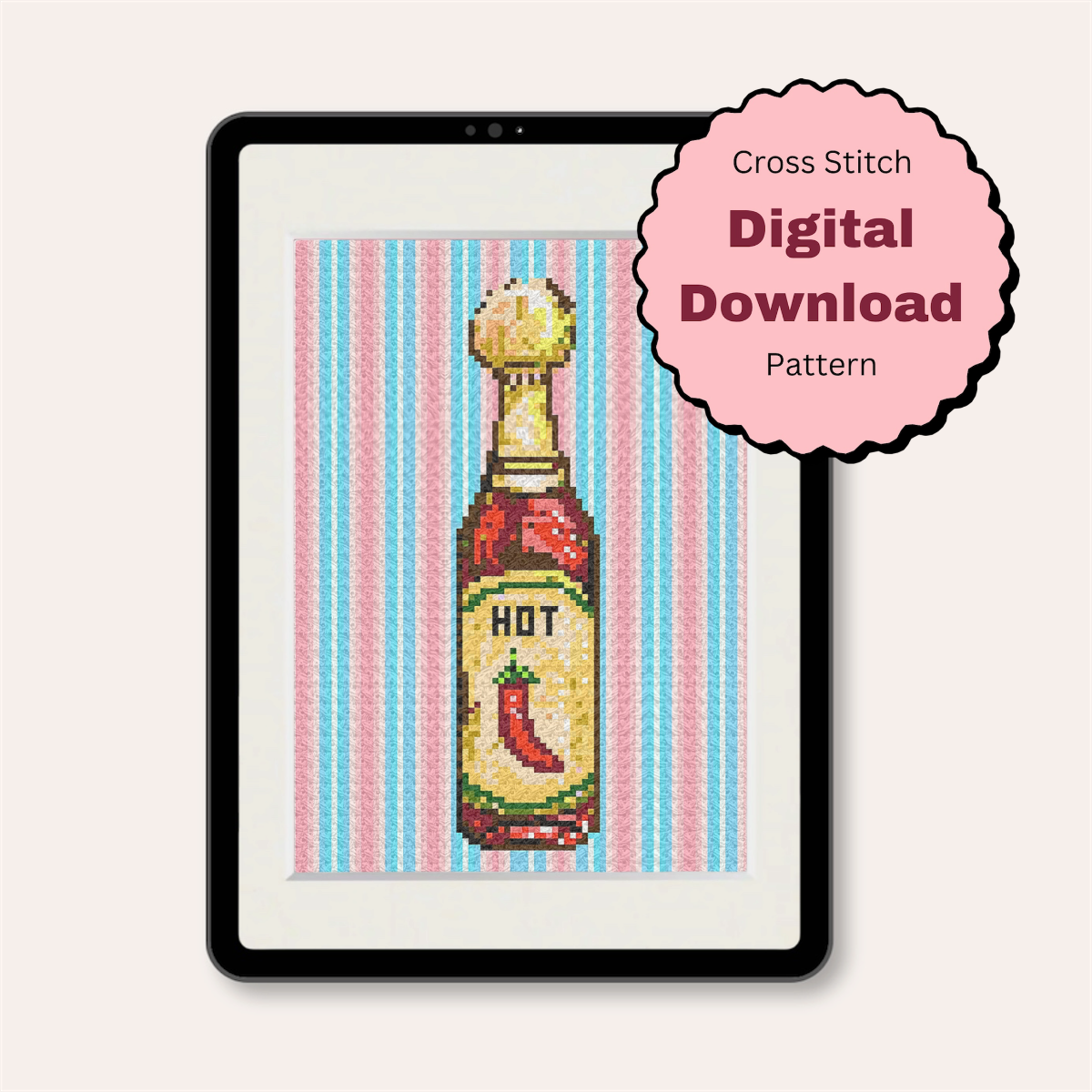 Hot Sauce Counted Cross Stitch Pattern ( Digital Download )