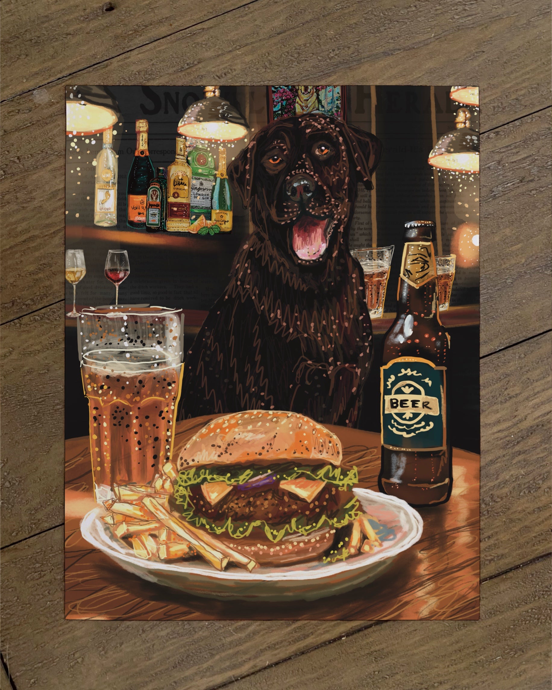 Labrador - Build Your Own Dining Dog Paper Print