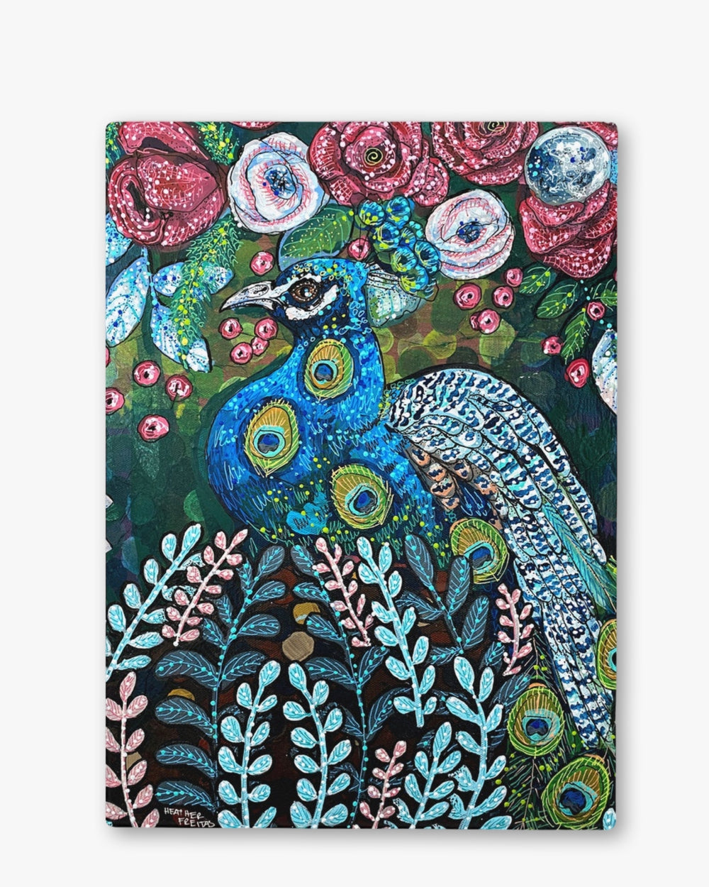 Blue Boy Peacock Chinchilla Glass Chopping Board Trivet - Heather Freitas - fine art home deccor