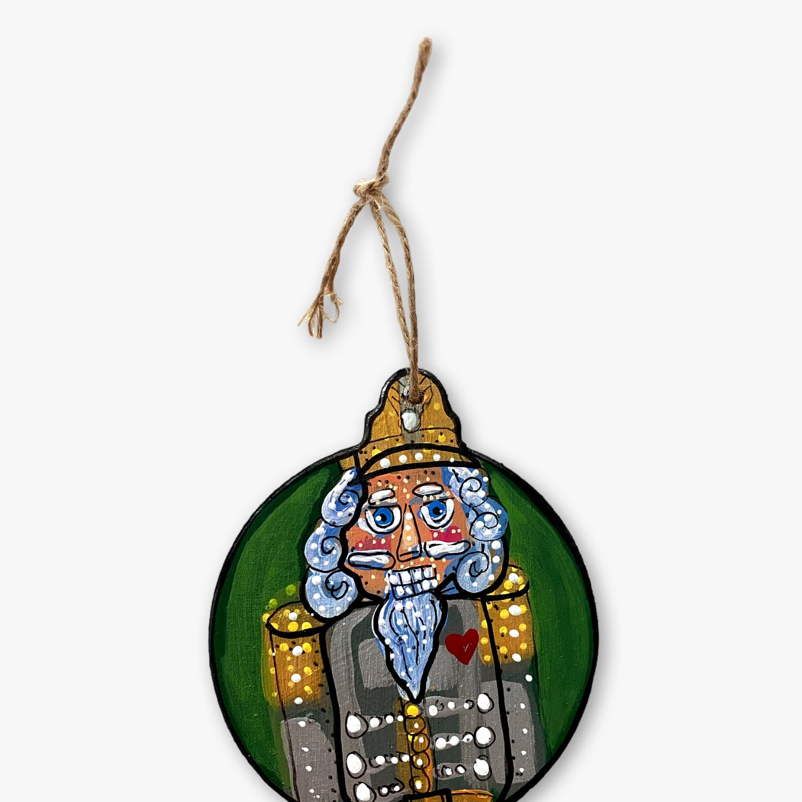 Green Nutcracker Hand Painted Ornament - Heather Freitas - fine art home deccor