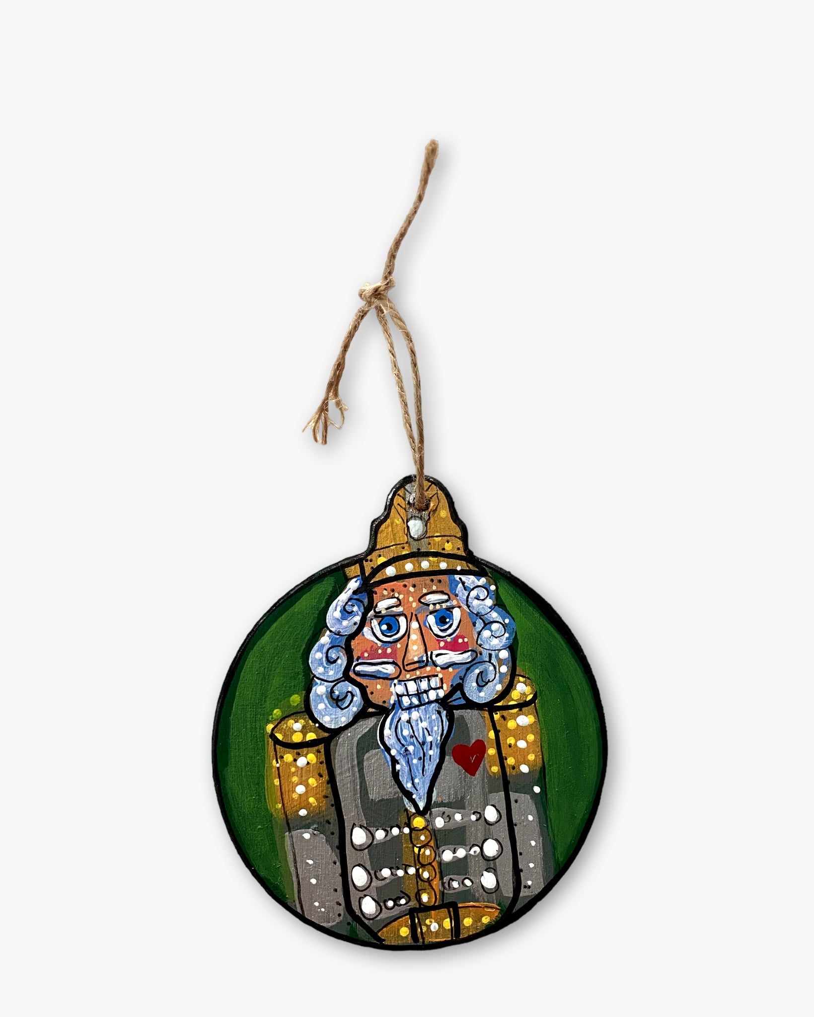 Green Nutcracker Hand Painted Ornament - Heather Freitas - fine art home deccor