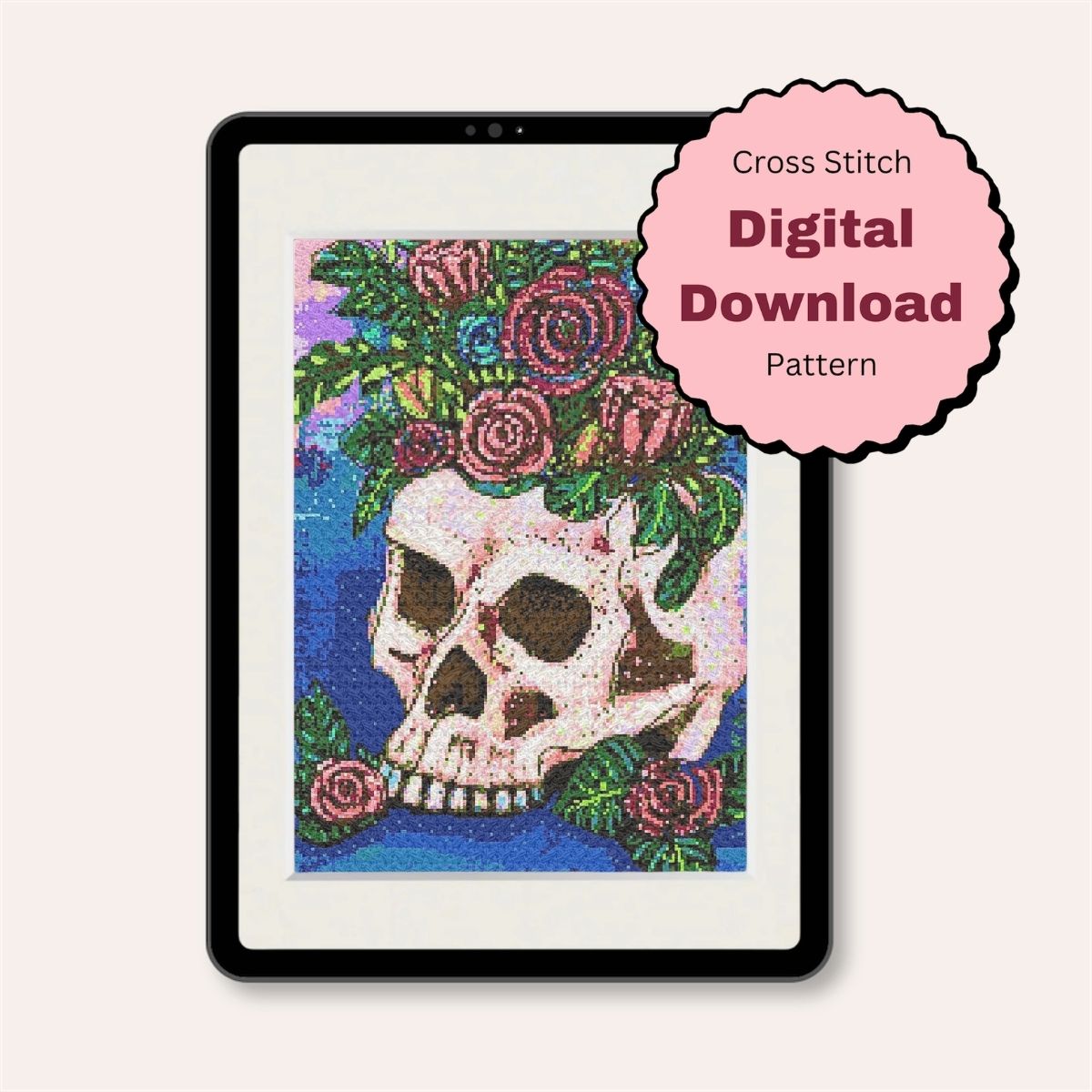 Skull Bouquet Counted Cross Stitch Pattern ( Digital Download )