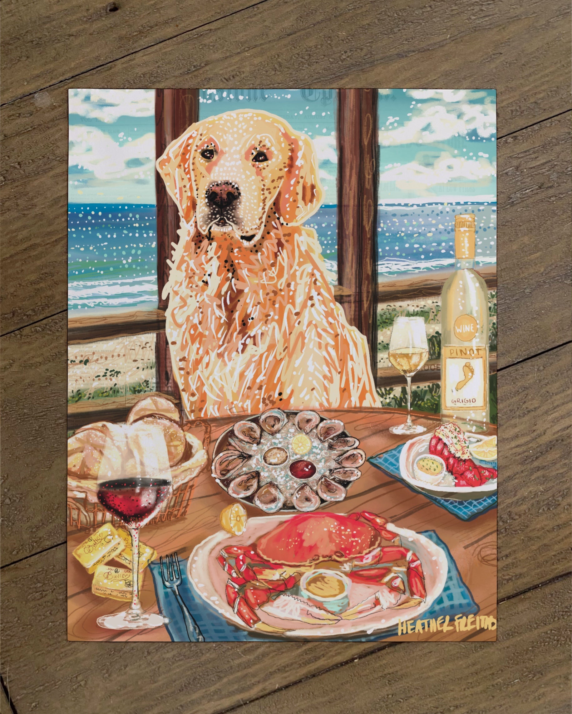 Golden Retriever- Build Your Own Dining Dog Paper Print
