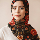 Moody Vintage Floral Silk Charmeuse Scarf