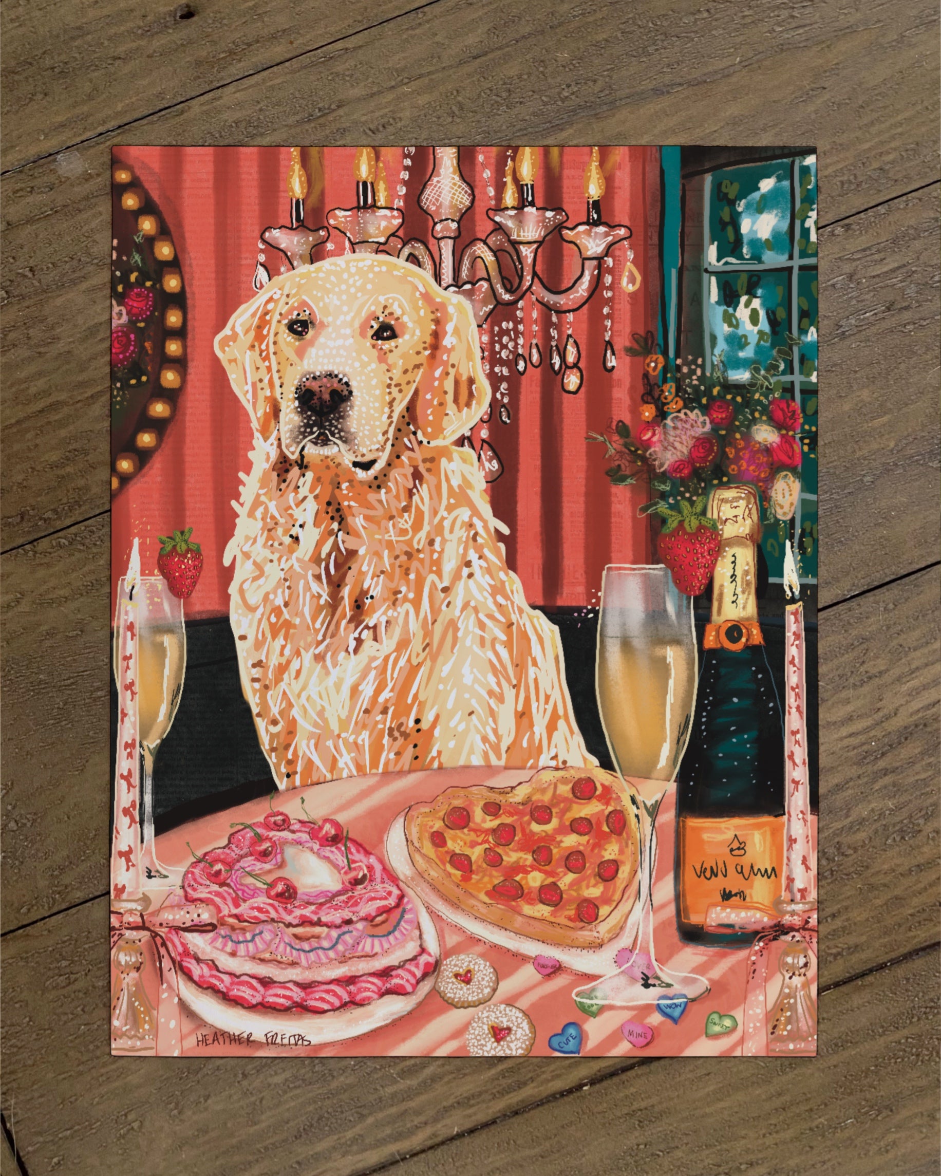 Golden Retriever- Build Your Own Dining Dog Paper Print