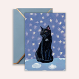 Bombay Black Cat Frameable Greeting Card