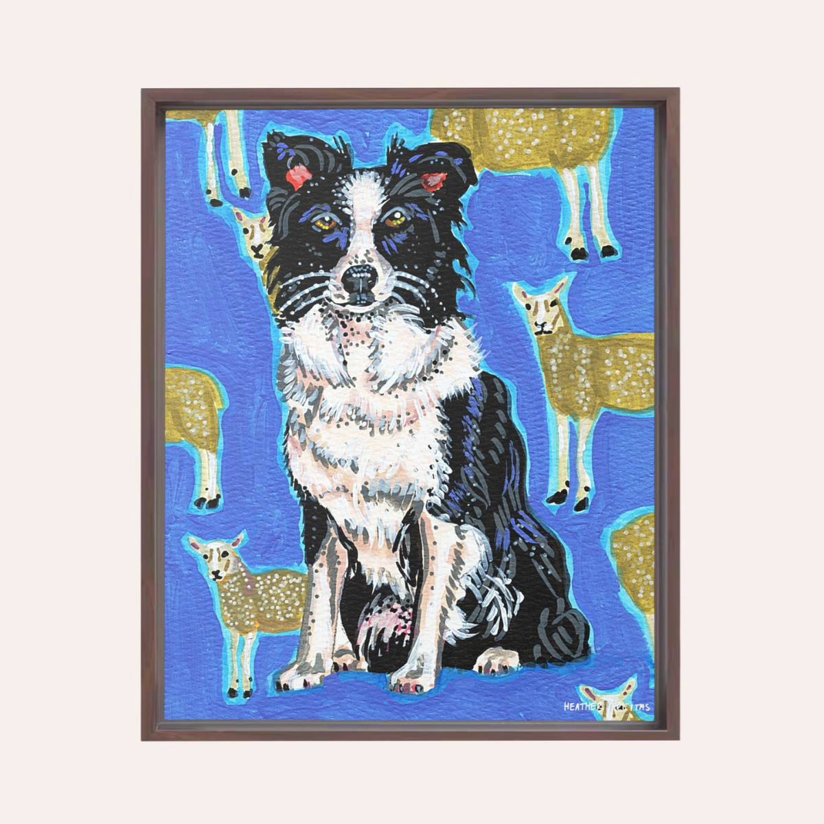 Boarder Collie Framed Fine Art Canvas Print