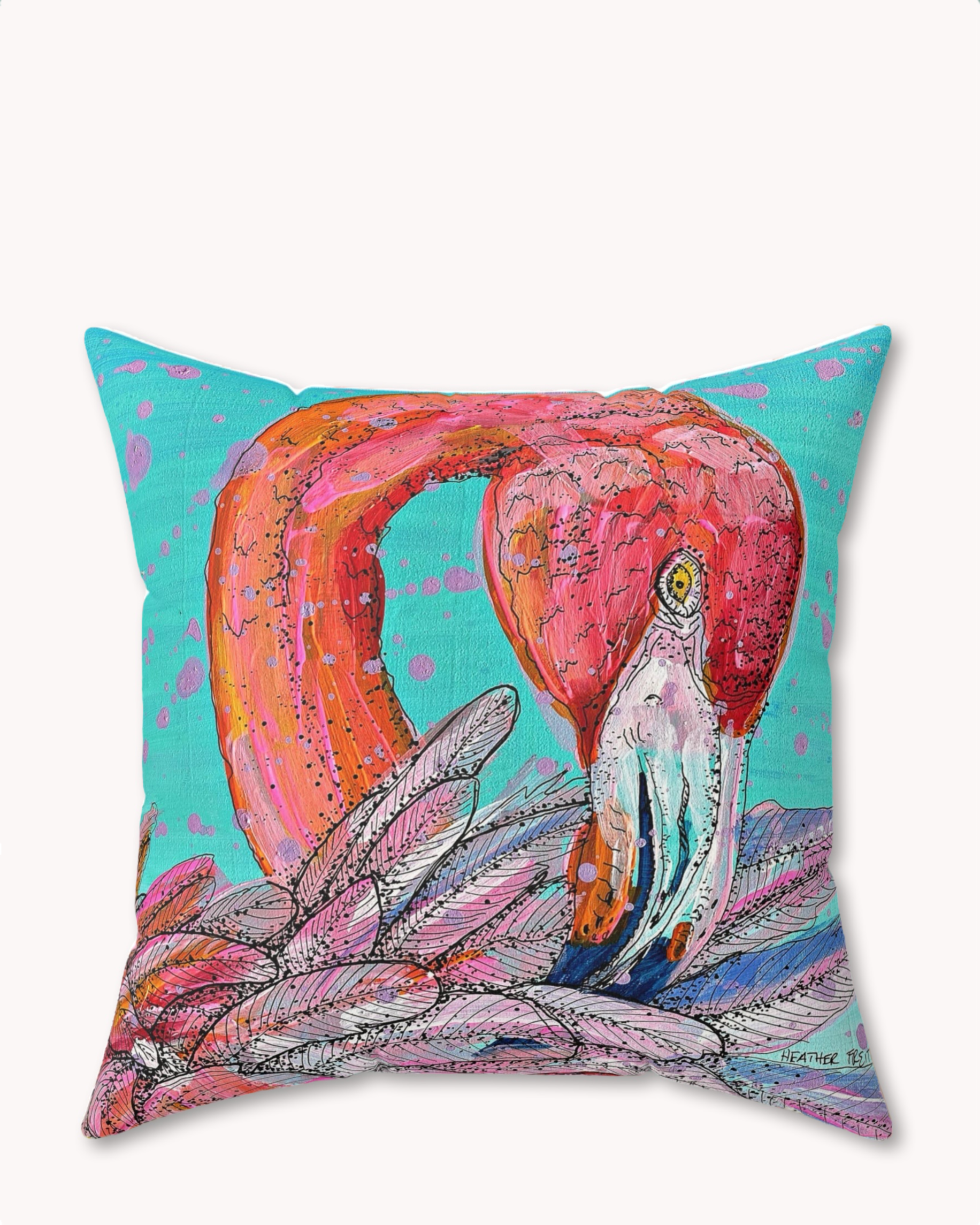 Garnet Flamingo Decorative Faux Suede Throw Pillow
