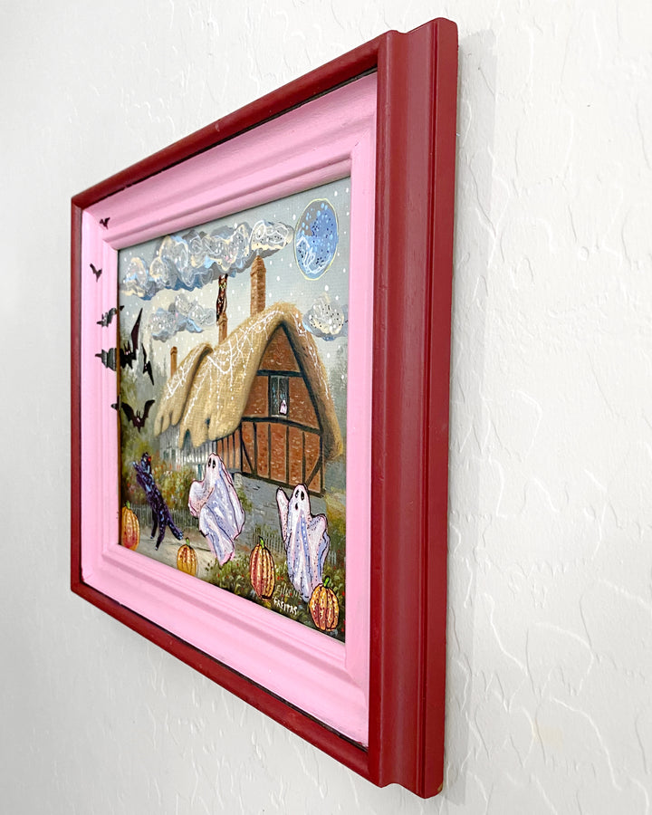 Keepers Of The Bats ( Original Painting - Painted Thrifted Painting )