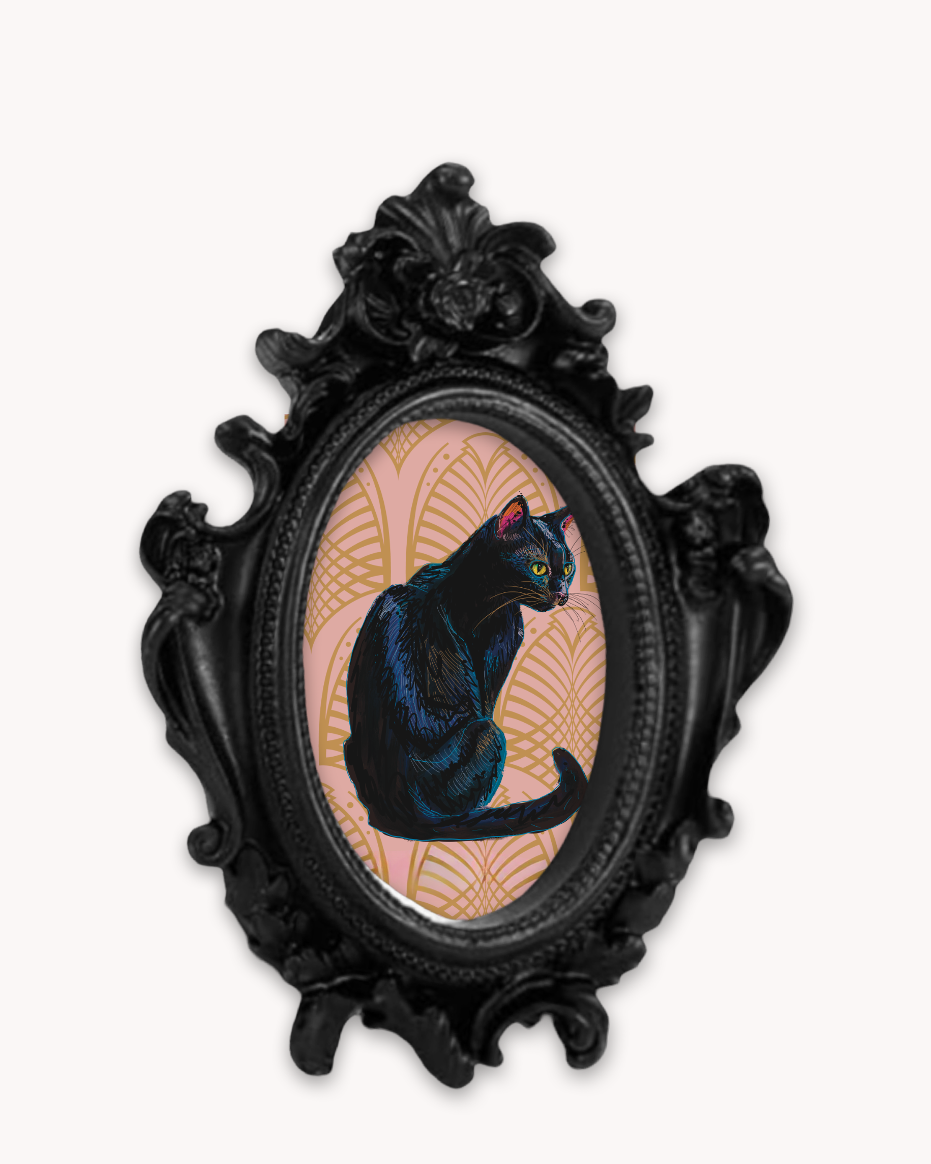 Black Cat Framed Magnet ( Small )