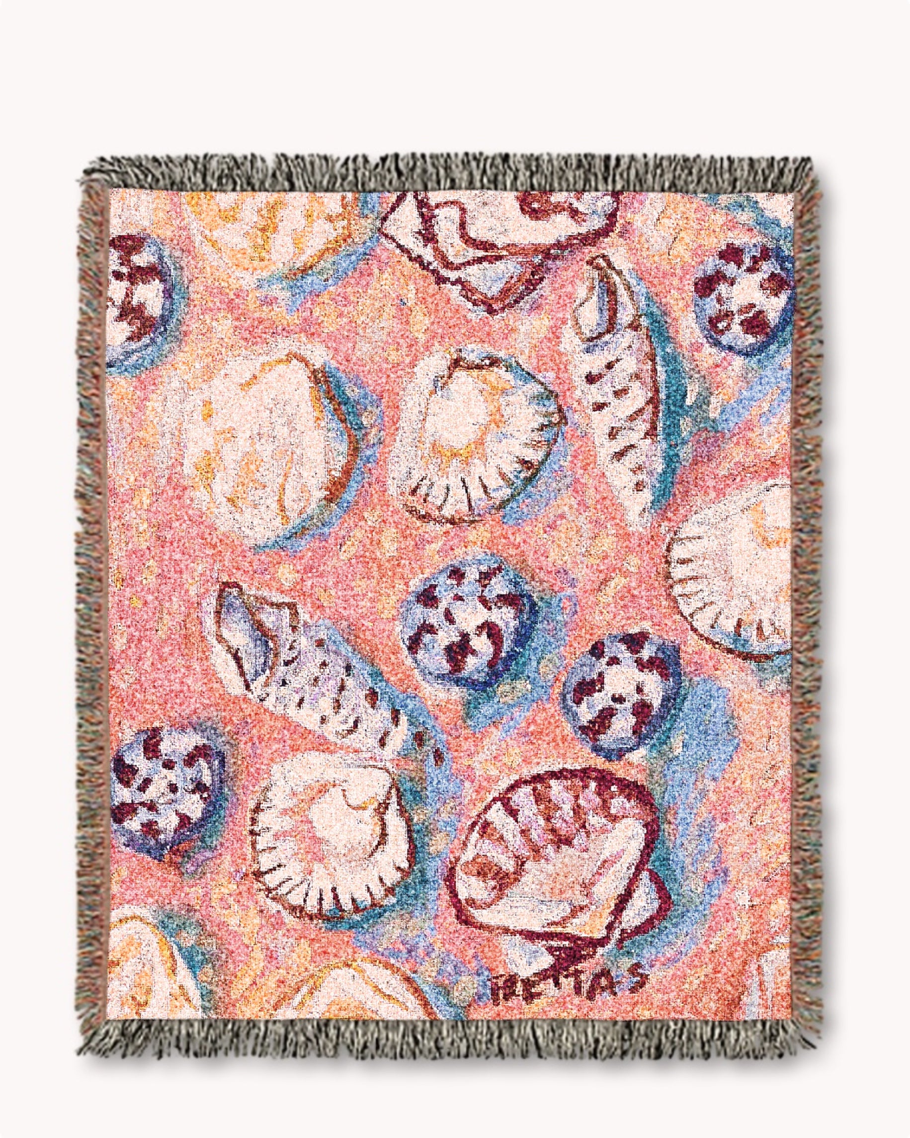 Pink Shells Woven Blanket