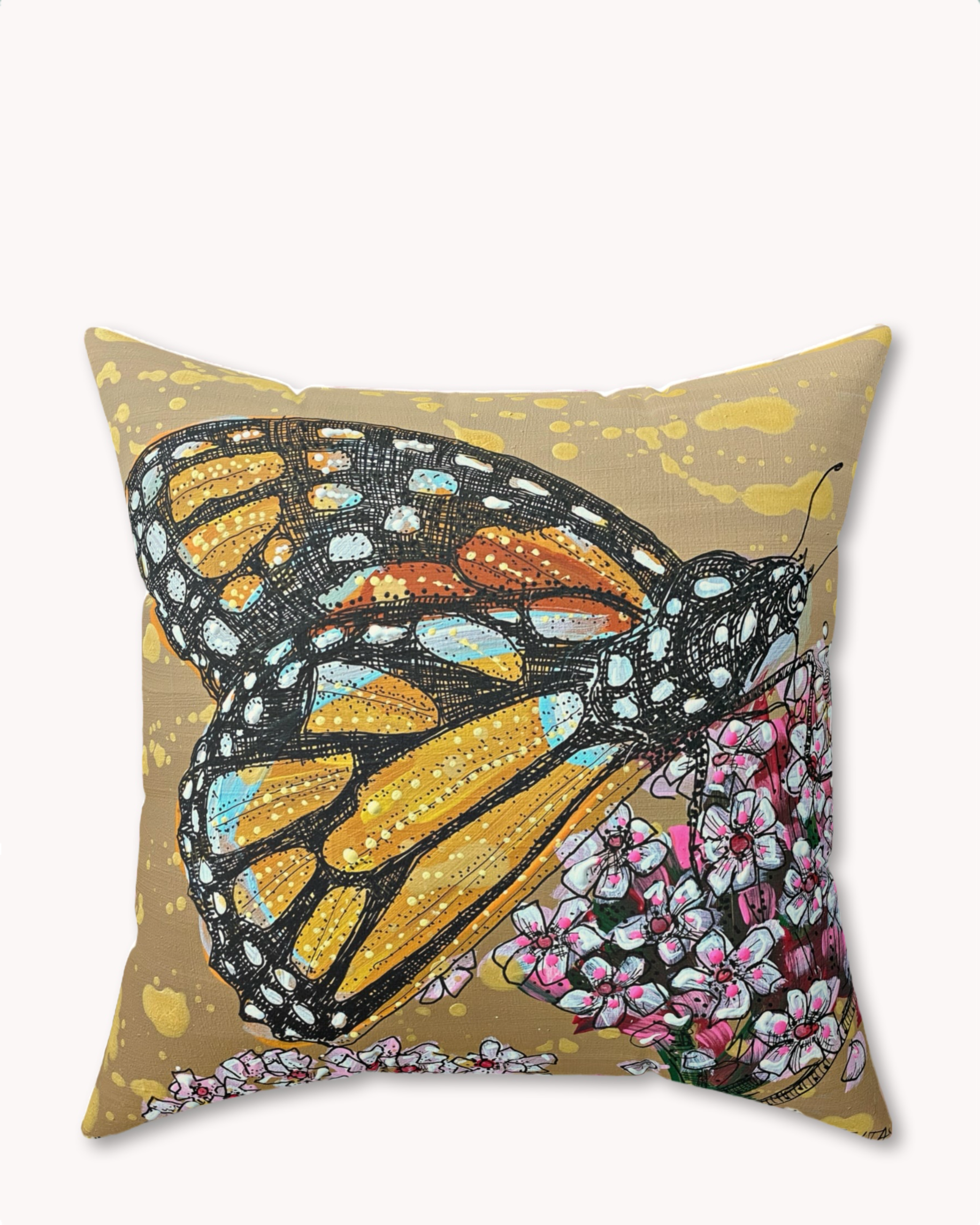 Citrine Monarch Decorative Faux Suede Throw Pillow